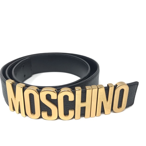 Moschino Accessories - Moschino Authentic Logo Black Leather Belt 44 L